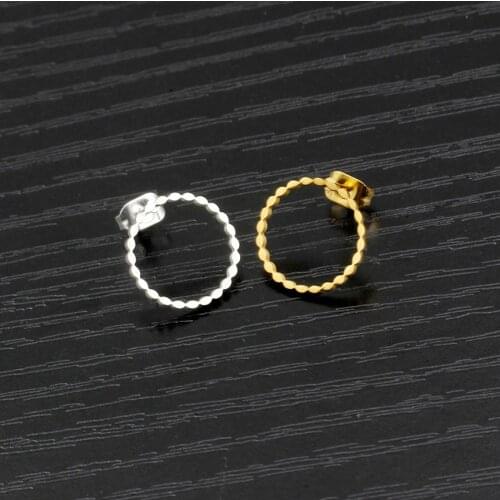 V Attract Minimalism Lace Round Annulus Stud Earrings Women Charm Gold Jewelry Stainless Steel Boucle D'oreille Female