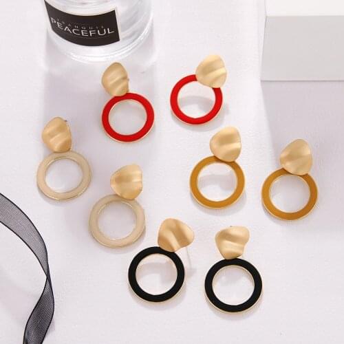 Hot Selling Vintage Cool Ear Stud with Candy Color Matte Sequin Candy Color Circle Ear Stud for Female Wholesale