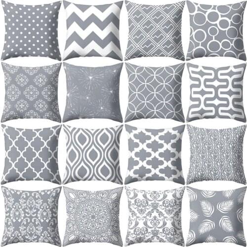 Gray Geometric Square Throw Pillow Protector Case Cushion Cover Bedding Articles