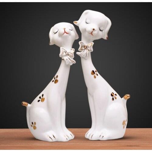 MODERN CERAMIC CUTE PUPPY ANIMAL CRAFTS FIGURINES ORNAMENTS HOME ACCESSORIES DECORATION LIVINGROOM FURNISHINGS DECORATION CRAFTS