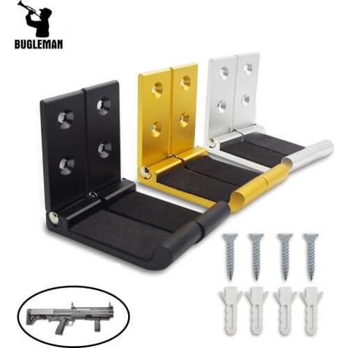 Bugleman Tactical Gun Hooks Folding Indoor Gun Racks with Padding Shotgun Rifle Sword and Bow Wall Mount for Hunting