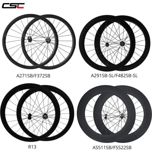 CSC Carbon Wheels 38/50/60/88mm Depth Tubular Or Clincher Chinese Carbon Wheels & Powerway R13 Hub Carbon Road Wheelset