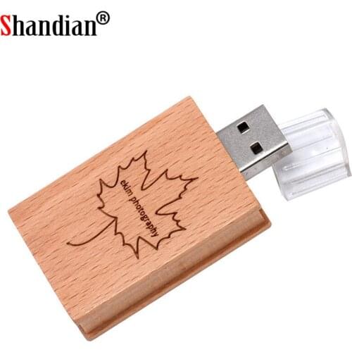 SHANGDIAN Maple wood USB flash drive book pen drive Freen custom logo memory stick 4GB 8GB 16GB 32GB 64GB usb2.0 pendrive gift