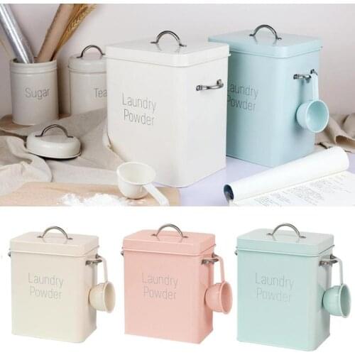 2.5kg Nordic Style Washing Powder Bucket, Washing Powder Box Can Be Filled With Rice Bucket With The Same Type Of Spoon