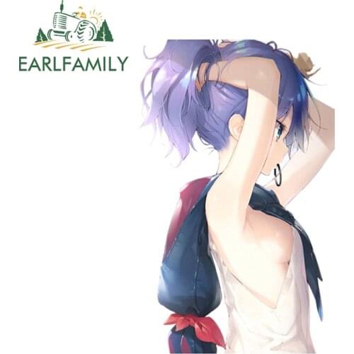 EARLFAMILY 13cm x 8.1cm For Waifu Material Japanese Anime Girl Funny Car Stickers Waterproof Decal Vinyl Material Decoration