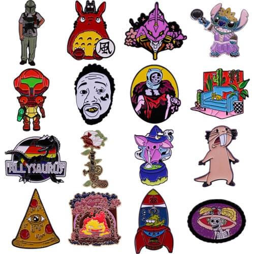 Funny Anime Movies TV Figure Hard Enamel Pins Collect Dinosaur Metal Cartoon Brooch Backpack Collar Lapel Badges Fashion Jewelry
