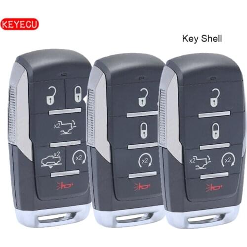 KEYECU Replacement Shell Case 4B / 5B /6 Button for Dodge RAM 1500 Limited LongHorn Truck Remotes 2019 2020 FCCID : OHT-4882056