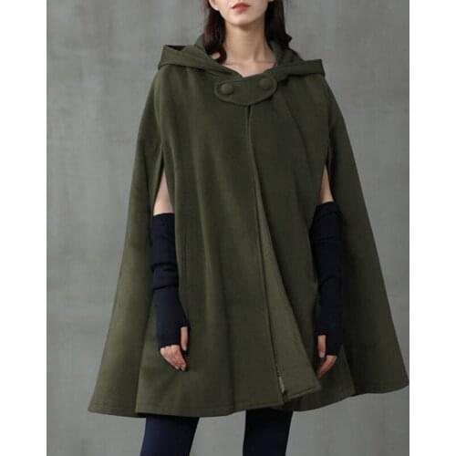 VONDA Women Cloak Coats Autumn Winter Casual Hooded Capes Loose Solid Capes Outwears Party Bohemian Jackets