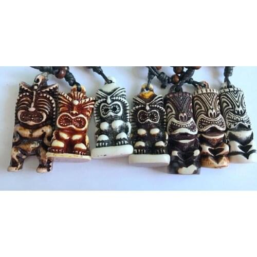 Free Shipping 12 pcs YQTDMY Faux Tiki Head Handmade Fashion Pendant Style Necklace