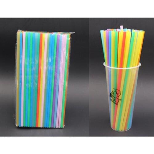 200Pcs Plastic Straws Disposable Flat Mouth and Straight Drinking Straws Smoothie Drink Straws for Wedding Birthday Party Favor