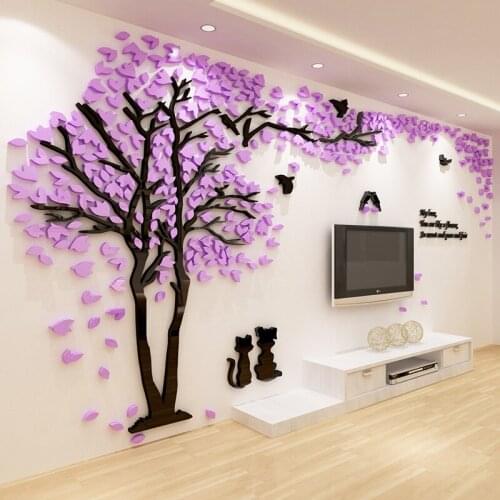 3D Tree Wall Sticker Cat Dog Decoration Decals Mural Living Room Sofa TV Background Wallpaper New DIY Art Wallstickers 13 Colors