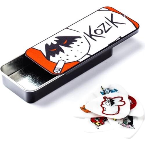 6PCS 0.73mm Celluloid Dunlop Guitar picks Rabbit Picks with Metal Box