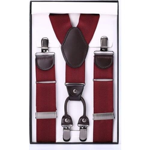 Brand New Men Gift Box Braces Four Clip On Drawing Buckle 3.5cm Suspender Male Y-back ElasticTirantes Hombre Suspenders Gallus