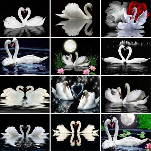 Diamond Painting Kits Swan 5D DIY Diamond Embroidery Animal Rhinestone Pictures Full Round With AB Drill Mosaic Home Decor Gift