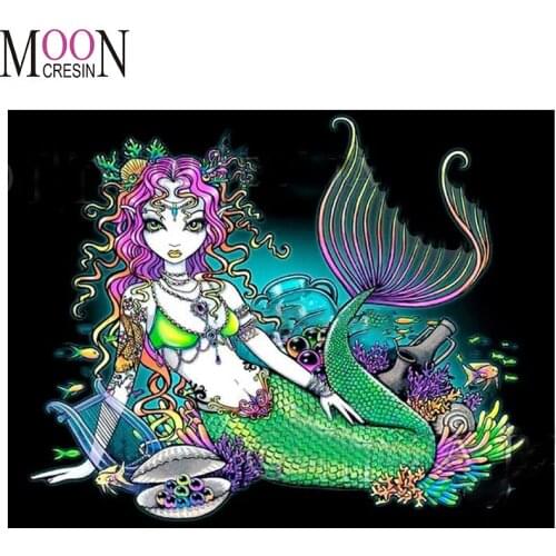 Grils Diy Diamond Painting Mermaid Embroidery Cross Stitch Mosaic Full Square Round Drill Rhinestones Home Decoration Needlework