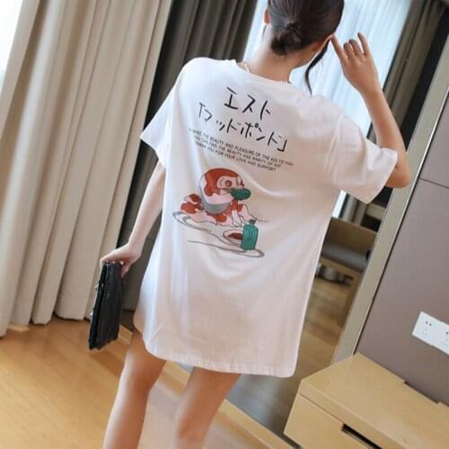 Avocado Green T Shirt Women 2020 Short Sleeve Cartoon Oversize Harajuku Shirt Ladies Korean Style Long T Shirt Women Cotton 100