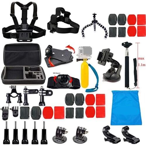 Black Pro Basic Common Outdoor Sports Kit for GoPro Hero 6/GoPro Fusion/HERO 5/Session5/4/3+/3/2/1 SJ4000/5000/6000/AKASO/APEMAN