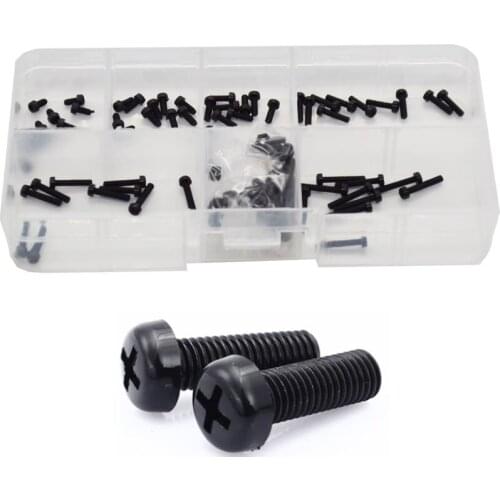 M2 Black Nylon Pan Head Cross Screw Round Machine Screw Plastic Hex Nut Assortment kits