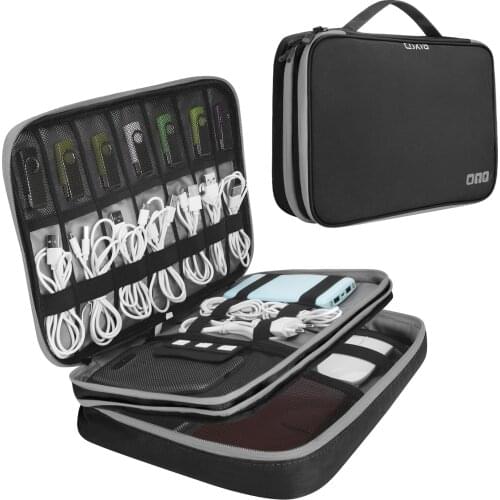 Travel Cable Bag, Ultra-compact Electronics Gadget Organiser Case for 11.6 Laptop,Tablet Chargers, Plugs, Memory Cards, CF Cards