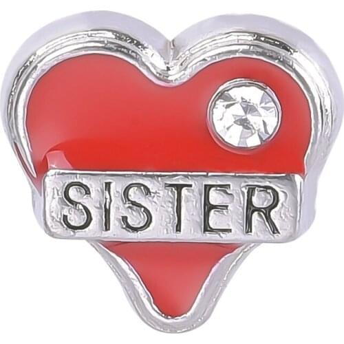 20Pcs/Lot F137 Enamel Letters Sister Charms Making Family Memory Glass Locket Jewelry Supplies