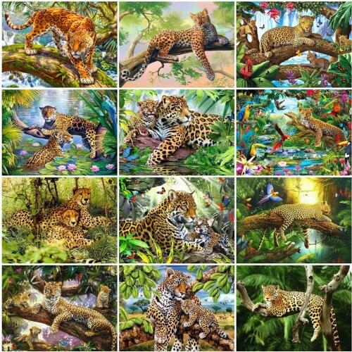 EverShine Diamond Embroidery Leopard Mosaic Kits Diamond Painting Animals Cross Stitch Handmade Art Picture Rhinestones Gift
