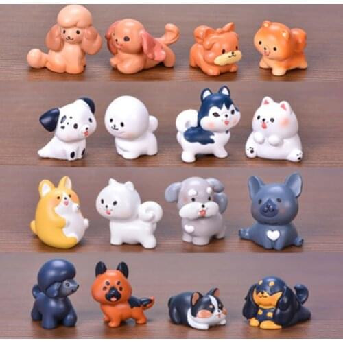 ZOCDOU 1 Piece Cute Corgi Bichon Satsuma Pomeranian Pet Dog Small Statue Figurine Ornament Miniatures Children Decoration