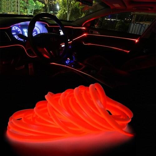 5m Car LED Strips Atmosphere Lamp 12V Flexible Neon EL Wire Rope Indoor Interior Car Light lamp Flexible Tube Auto Decoration