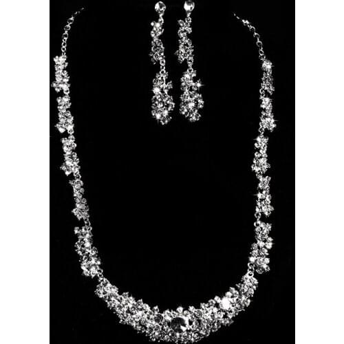 Classic Bride Crystal Rhinestone Necklace Earrings Sets Elegant Bridal Necklace Jewelry Accessories