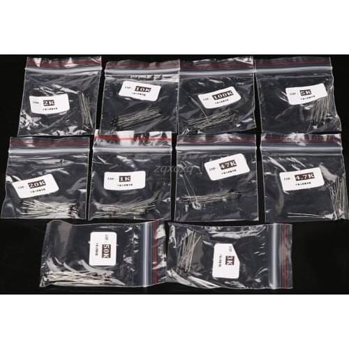100pcs=10value*10pcs NTC Thermistor Resistor Kit NTC-MF52AT 1K 2K 3K 4.7K 5K 10K 20K 47K 50K 100K +-5% Dropship
