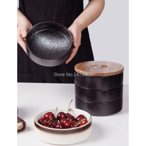 Creative Ceramic Nut Box Candy Box Divided Grid with Lid Combined Snack Tray Box Wedding Gift Fruit Snack Tray