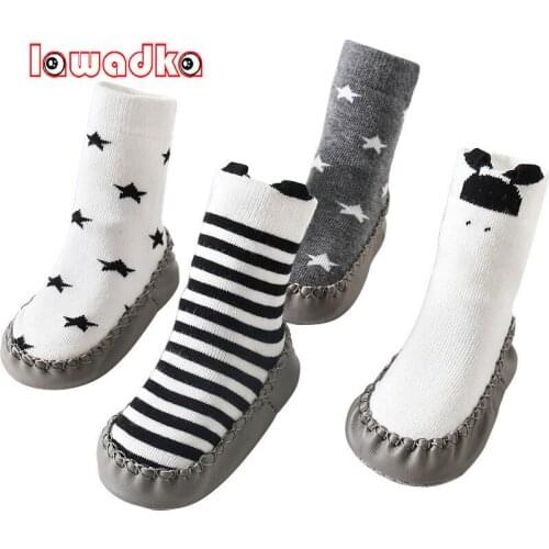 Lawadka Newborn Baby Socks With Rubber Soles Cotton Baby Boy Socks Anti Slip Autumn Winter Baby Floor Socks Soft Sole 2020 New