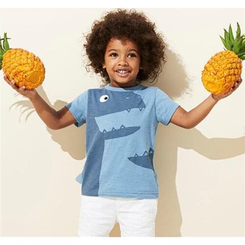 Boys Summer T-shirt 2020 European And American Style Girl Clothes Dinosaur Tee Children T-shirts Animals Appliques Kids Clothing