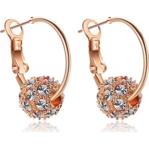 MIQIAO Crystal Zircon Lucky Ball Luxury Ear Cuff Pendientes Aretes Stud Earrings for Women Girls Fashion Jewellery Friends Gift