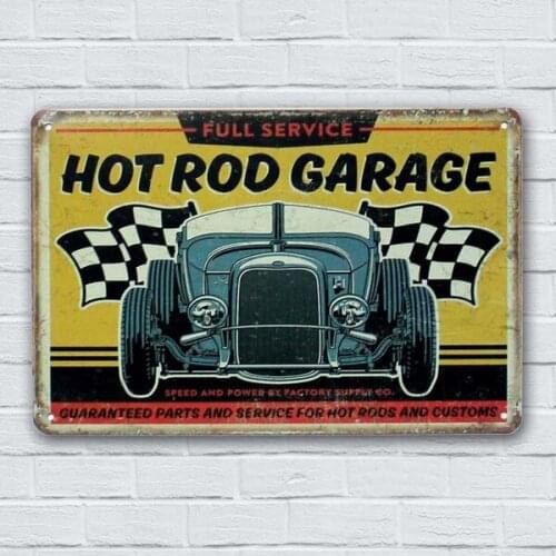 Metal Tin Sign Hot Rod Garage Decor Bar Pub Home Vintage Retro Poster Cafe
