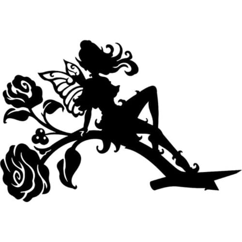 Metal Art Silhouette Yard Stakes Rose Flower Fairy Decoration Garden Backyard 449E