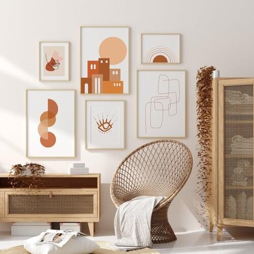 Sunburst Discounted Set of 6 Abstract Shape Decoration Large Wall Art For Living Room Pictures No Frame HD Painting