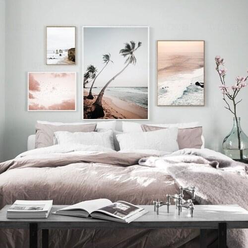 Coastal Sunrise Nature Scenery Wall Poster Nordic Canvas Art Print Sky Sea Sunset Painting Landscape Scandinavian Decor Picture
