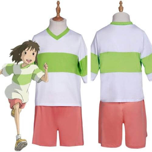 Spirited Away-Ogino Chihiro Cosplay Costume T-shirt Shorts Outfits Halloween Carnival Suit