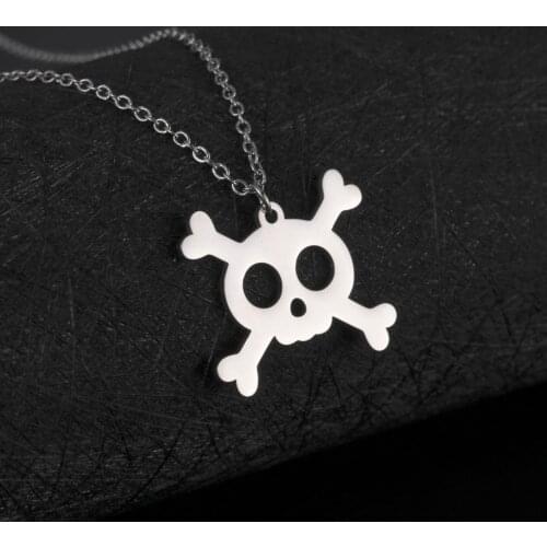 Teamer Stainless Steel Necklace Men Women Vintage Skull Skeleton Pendant Necklace Choker Gothic Punk Jewelry Anime Courage Gifts