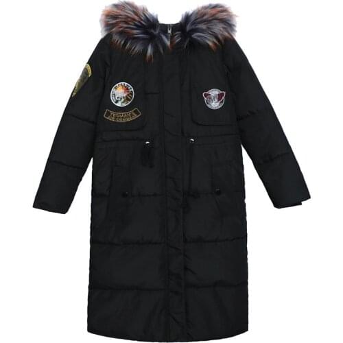 Fur Collar Parka Down Cotton Autumn Winter Coat Female Jacket Korean Vintage Long Tops Women Clothes 2020 Plus Size ZT4573