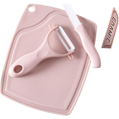 Portable Home Kitchen Cutting Board Peeler Fruit Knife Ceramic Knife Three-piece Multifunctional Cutting Board Kitchen