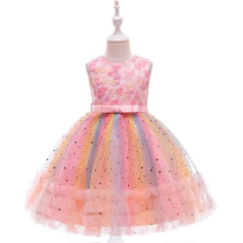 Puffy Flower Girl Dresses for Wedding Layered Tulle Lace appliques Kids Pageant Party Birthday Gown for girls