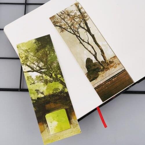 R9UA 30pcs Creative Chinese Style Paper Bookmarks Painting Cards Retro Beautiful Boxed Bookmark Commemorative Gifts