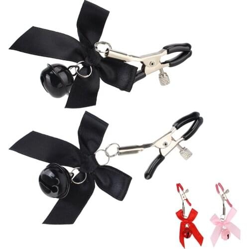Breast Bondage Nipple Stimulator Metal Nipple Clips Sex Toys for Couple with Small Bell Torture Play Clamps Adjustable