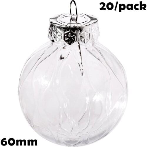 Promotion - 20 Pieces x DIY Paintable/Shatterproof Christmas Decoration Ornament, 60mm Plastic Stripe Sphere Bauble Ball
