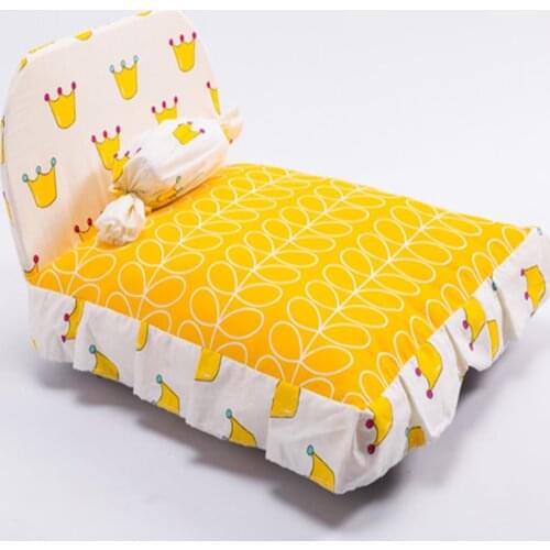 Pet Sofa Puppy Luxury Bed for Small Medium Large Dog Soft Bedding Moisture Proof Bottom Washable Cotton Linen Cushion Mattress