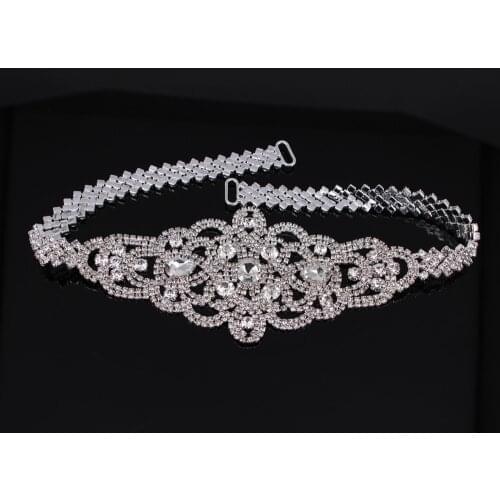 Handmade Silver Bridal Belt Rhinestone Waistband Applique For Evening Prom Dresses Wedding decoration White Beige Sash Ribbon