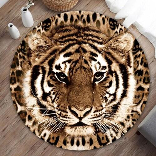 Modern Round Carpet for Living Room Anti Slip Bed Room Floor Mat Computer Chair Area Rugs Kids Carpet Rugs Tiger Floor Mat