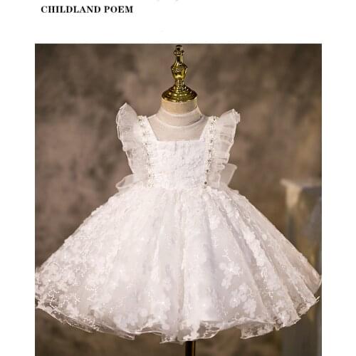 Girls Dress For Wedding And Party Lace Flower Princess Kids Dresses For Girls Tutu 1st Birthday Party Toddler Girls Ball Gown