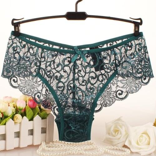 Big Size Sexy Lace Panties Women Lingerie Shiny Transpanrent Sheer Lace Briefs Big Size Brazilian Female S M L XL Plus Size